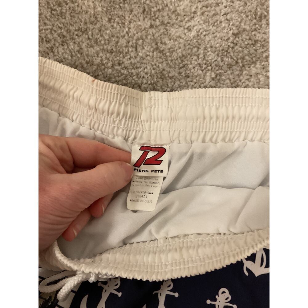 Pistol Pete Men's Striped Nautical Swim Trunks, S - Picture 4 of 5